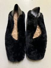 black fur ballerina square toe