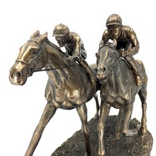 Two Jockeys Horse Racing Statue