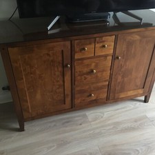 Dark mango wood 2 cupboard 3 drawer side unit from Next in VGC
