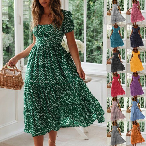 Ladies floral boho midi - ladies,