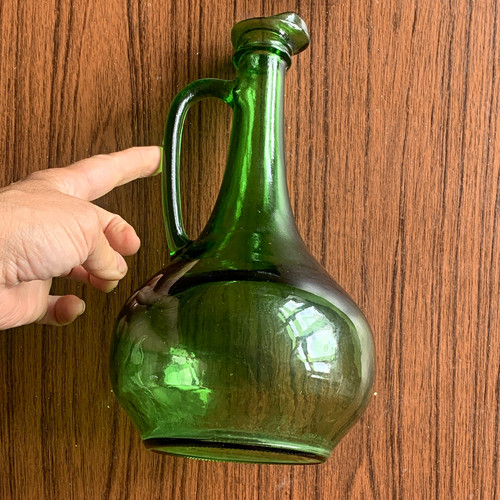 Antique green glass - antique, jug