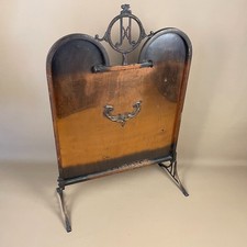 Antique Fireplace Screen Copper Metal Vintage Fireguard Art Deco Freestanding