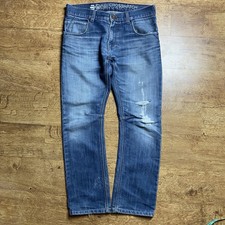 Crosshatch Black Label Distressed Denim Jeans Mens 32 Short Blue