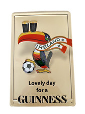 Lovely day for a Guinness-Ireland football Toucan VINTAGE METAL SIGN- GREAT COND