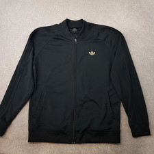Adidas Mens Track Jacket Medium Black Gold SST Trefoil Firebird Originals Retro