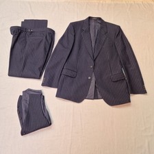 DAKS Wool Pin Striped Navy