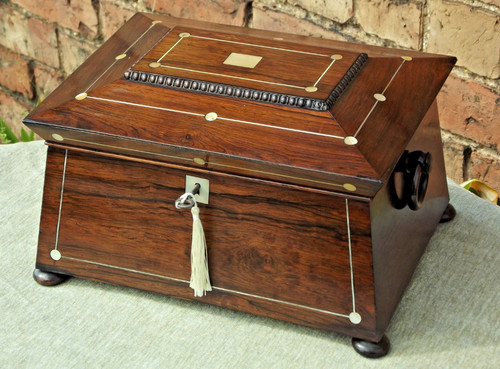 Rosewood sewing jewelry box - rosewood,