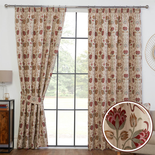 Floral pencil pleat curtains - pencil,