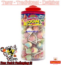 Vidal Mega Super Sour Zoom Lollipops Filled with Bubblegum - 50 lollies
