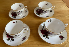4 Colcough “Amoretta Rose” Cups & Saucers