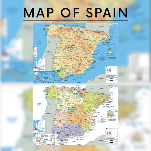 Spain map poster - spain, educational