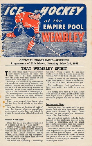 Ice hockey programme wembley - programme,