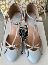 Joe Browns T Bar Duck Egg Blue Shoes Size Uk 4 Ex Wide Dance