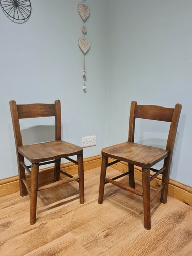 Pair antique oak - of, child