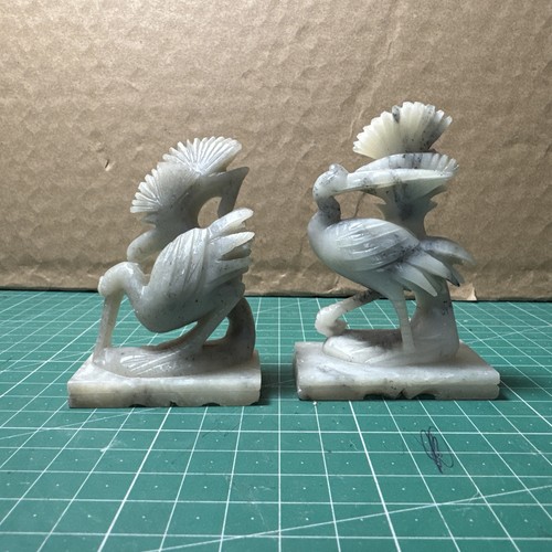 Chinese soapstone storks - soapstone,