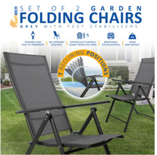 SUNMER Set of 2 Folding Garden Chairs with 7 Reclining Positions Grade A
