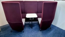 Orange Box Cwtch High Back 2 Seater Booth-Finished In Bergundy & Grey Seating