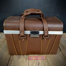 Vintage Hand Luggage, Brown Faux Leather Camera Hard-Case Holdall Trunk