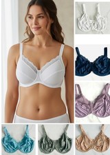 Ladies Ex Marks Minimiser Bra Non Padded Full Cup Underwired White Navy Nude F-H