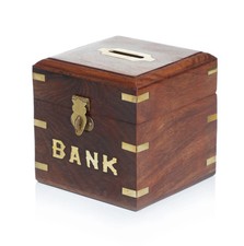 Wooden money box - with, and