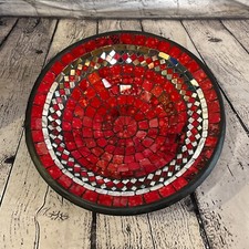 28cm red round mosaic - red, handmade