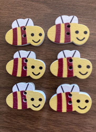 Bee buttons wooden - wooden, happy