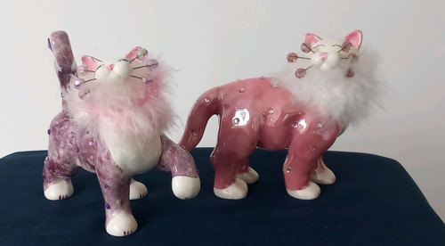 Two amy lacombe cat ornaments - amy,