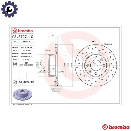 Brake disc 8727 - disc, 08.8727.1x