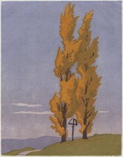 Carl Rotky (1891-1977) Pencil Signed Woodcut - Autumn Trees