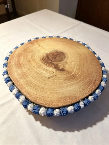 Round wedding wood slice cake - round,