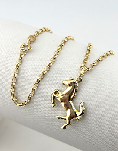 9ct yellow gold horse pendant - gold,