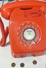 RETRO VINTAGE ORANGE PAY PHONE ROTARY DIALING PUBLIC COIN TELEPHONE ARGENTINA