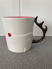 Starbucks Mug Christmas Rudolph Red Nose Reindeer Coffee  2013 - RARE