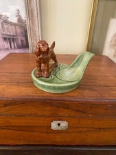 Antique WADE Irish Setter Pipe Stand Holder Vintage Ceramic Dog Puppy Red Old