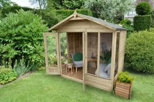 Forest Beckwood Apex Summerhouse 6x8 - Double Door - 5 Windows Garden Shed