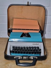VINTAGE TURQUOISE BLUE CASED LILLIPUT CHILDS TYPEWRITER