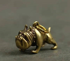 detailed solid brass English  bull dog   pocket watch chain fob charm key ring