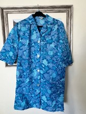 Ladies Vintage Crisp Nylon Overall NEW size W Turquoise Blue Flowers Pretty