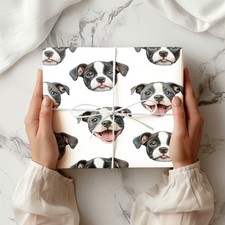 Cute Staffy Dog Wrapping Paper Sheet Staffie Dog Lover Kids Adults W107