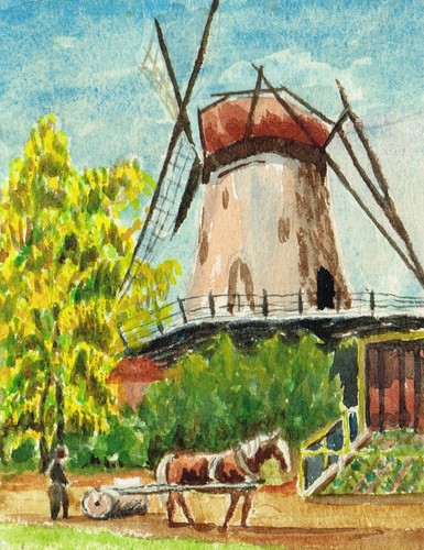 Vintage small watercolour
