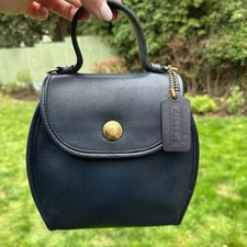 Vintage COACH DERBY NAVY BLUE 9904 Leather Top Handle Crossbody Bag Purse 