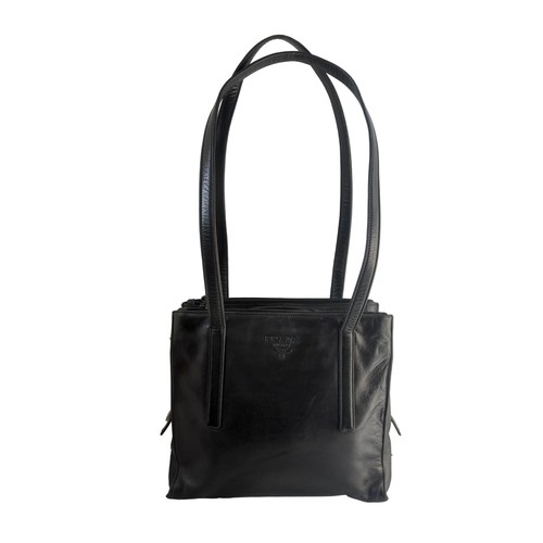 Prada black leather enameled - prada,