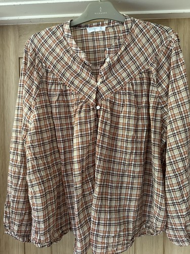 Women blouse brown - brown, cream