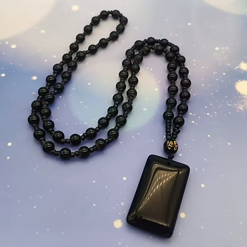Rectangle obsidian pendant - rectangle,