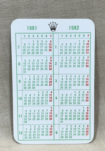 Rolex 1981 1982 calendar for - rolex,