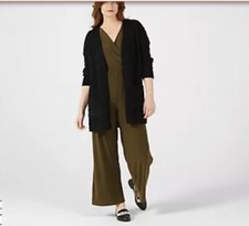 Nina Leonard womens tie Side Palazzo Jumpsuit Olive Size 2XL BNWT QVC