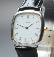 Near MINT Vintage Omega De Ville Cal.1378 30mm Quartz White Roman Dial Men's