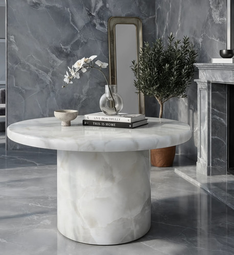 White onyx coffee table top - white,