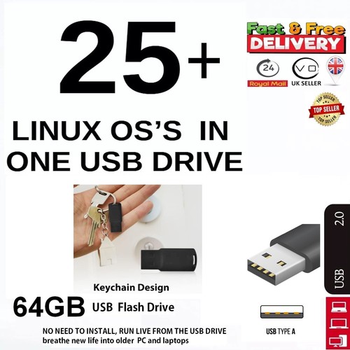 Linux 64gb usb - 25+,