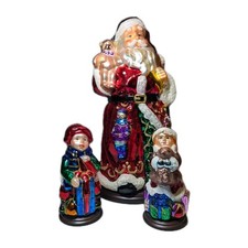 Rare Thomas Pacconi Classics blown glass 14” Santa Boy & Girl Set Boxed 2004 CH*
